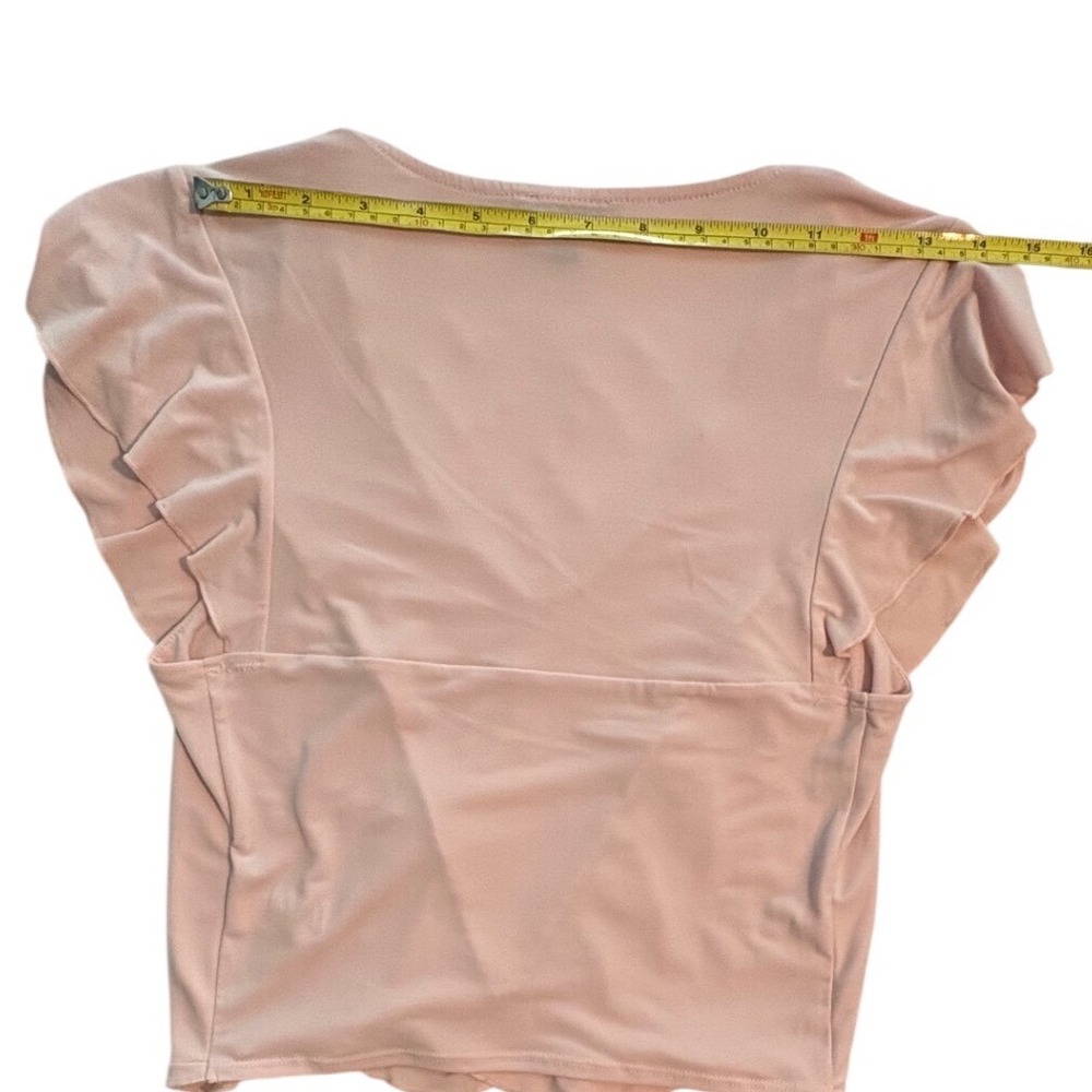 Express Blush Pink Ruffle Top Flutter Sleeve V Neck Soft Stretch XSmall
Coquette - Picture 7 of 8